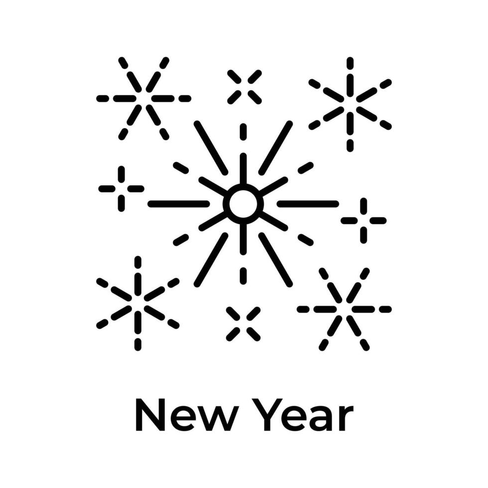 fuochi d'artificio mostrando icona di nuovo anno celebrazione, modificabile vettore design