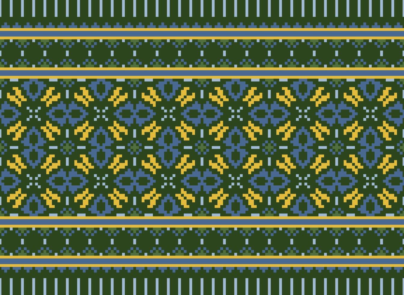 etnico geometrico senza soluzione di continuità tessuto modello attraversare cucire. ikat ricamo orientale pixel modello crema sfondo. astratto, vettore, illustrazione. struttura, croce punto, sciarpa, decorazione, motivi, carta da parati. vettore