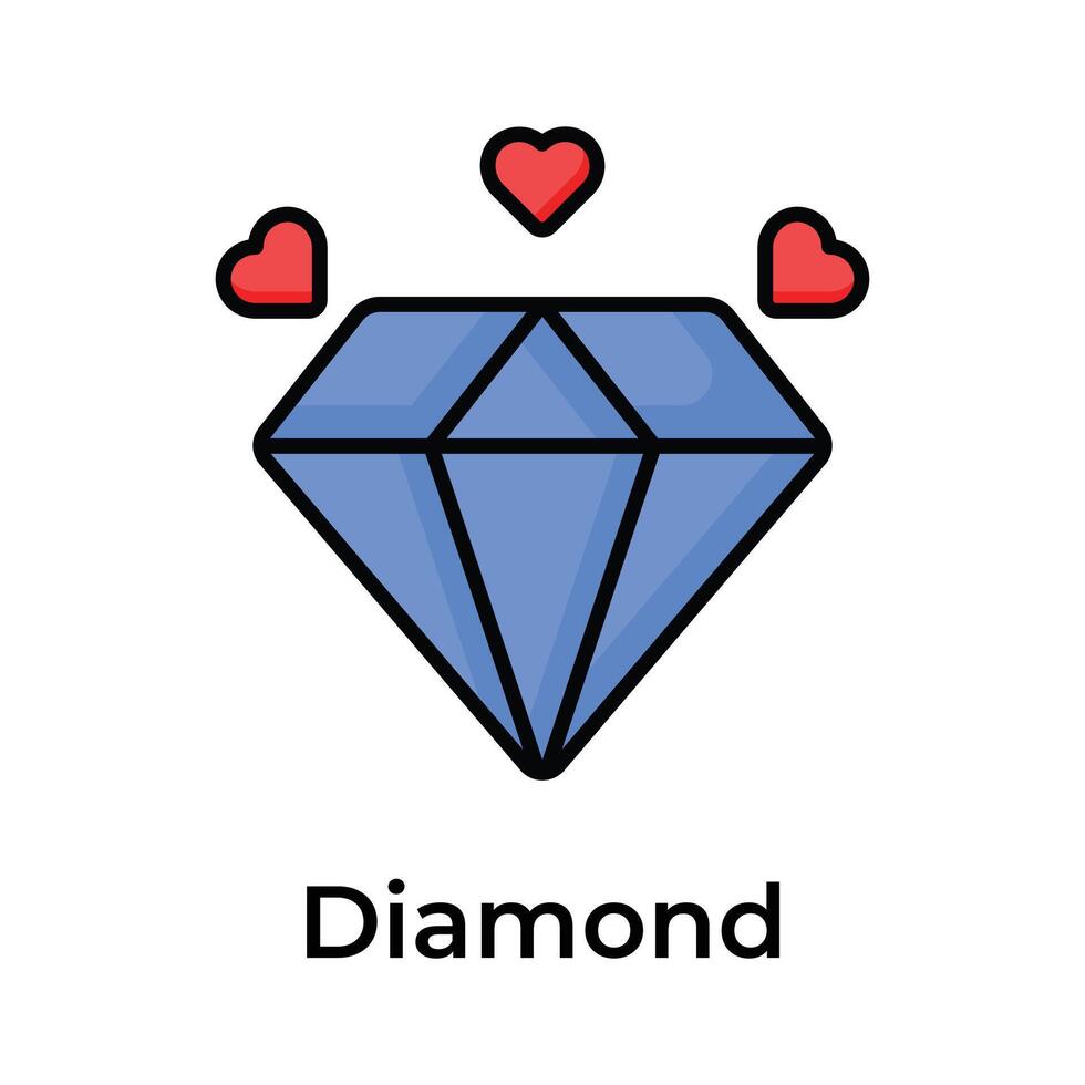 un' bellissimo diamante pietra con cuore, di moda icona di diamante vettore