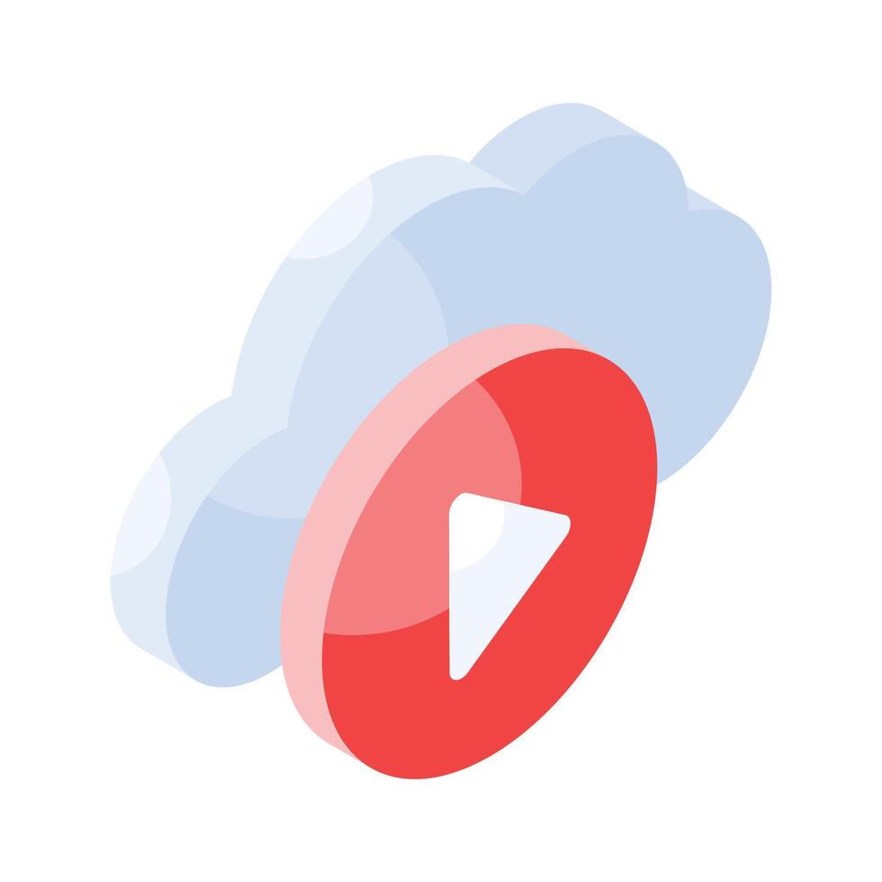 afferrare Questo meravigliosamente design isometrico icona di nube video, pronto per uso e Scarica vettore