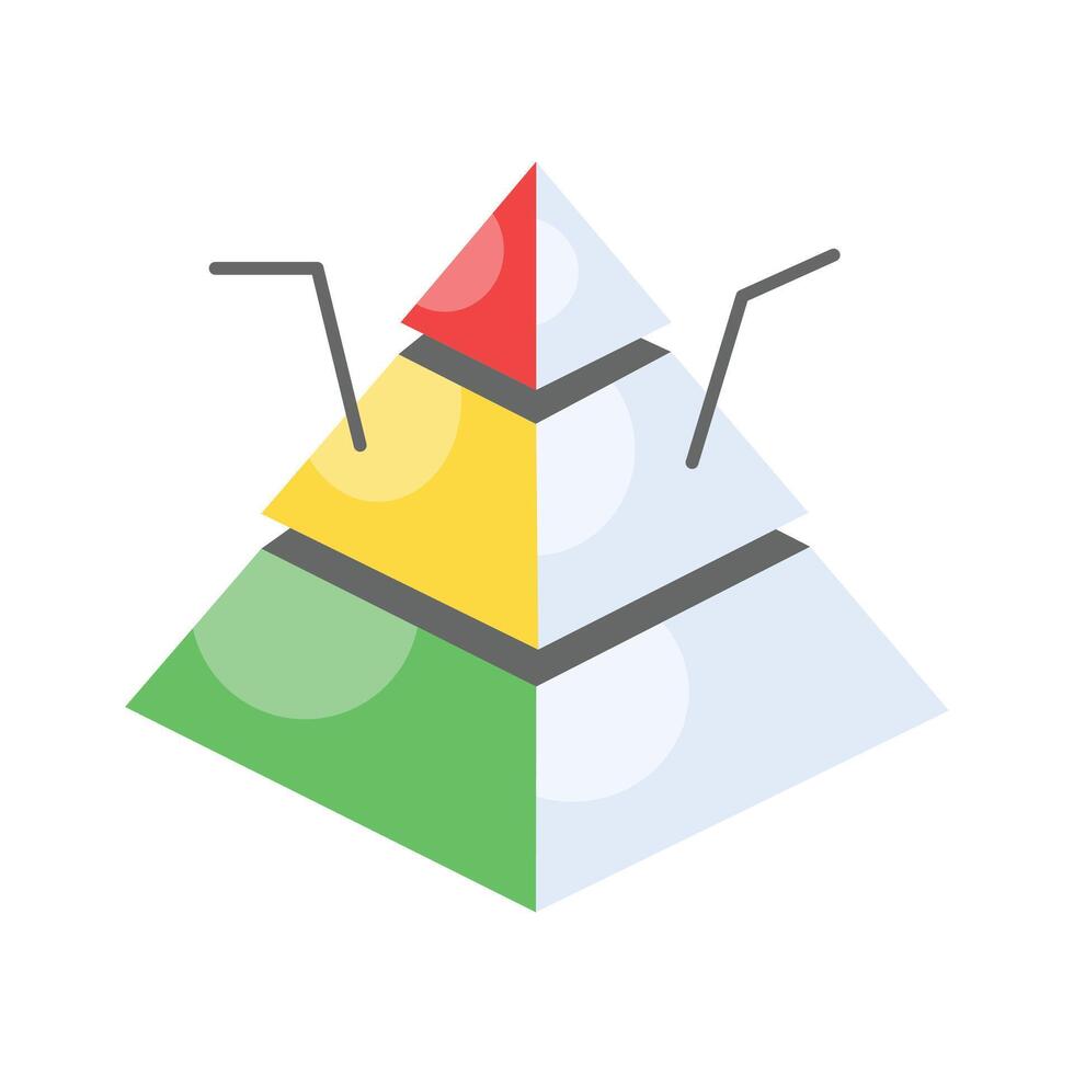 triangolo forma grafico, vettore design di piramide infografica, piramide grafico isometrico icona