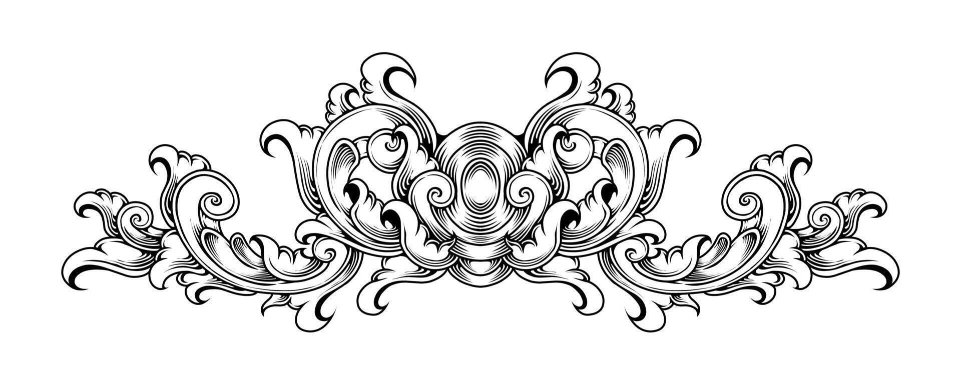 linea arte classico ornamento design incisione vettore