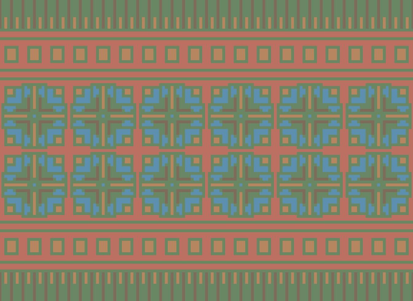 etnico geometrico senza soluzione di continuità tessuto modello attraversare cucire. ikat ricamo orientale pixel modello crema sfondo. astratto, vettore, illustrazione. struttura, croce punto, sciarpa, decorazione, motivi, carta da parati. vettore