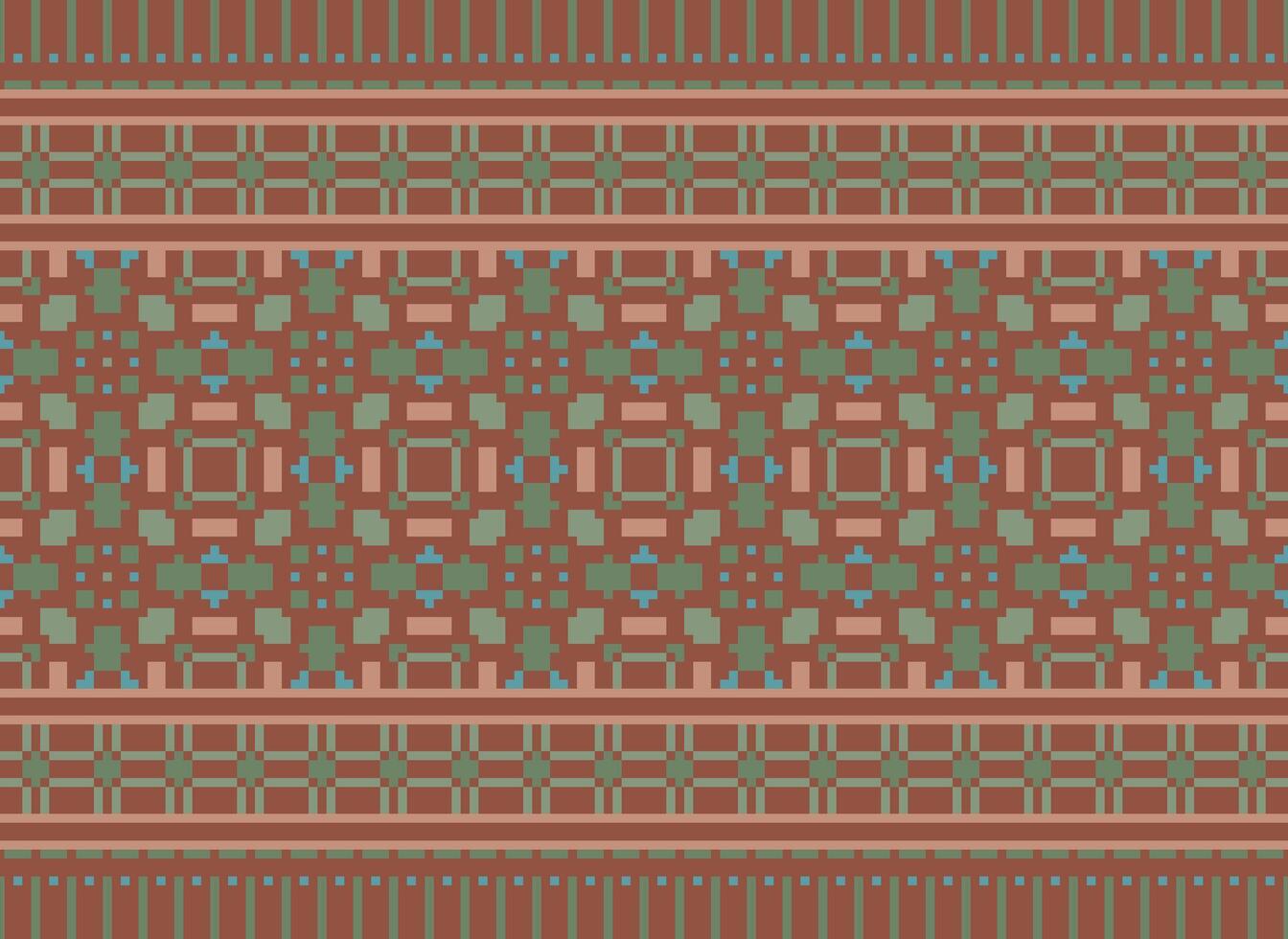 etnico geometrico senza soluzione di continuità tessuto modello attraversare cucire. ikat ricamo orientale pixel modello crema sfondo. astratto, vettore, illustrazione. struttura, croce punto, sciarpa, decorazione, motivi, carta da parati. vettore