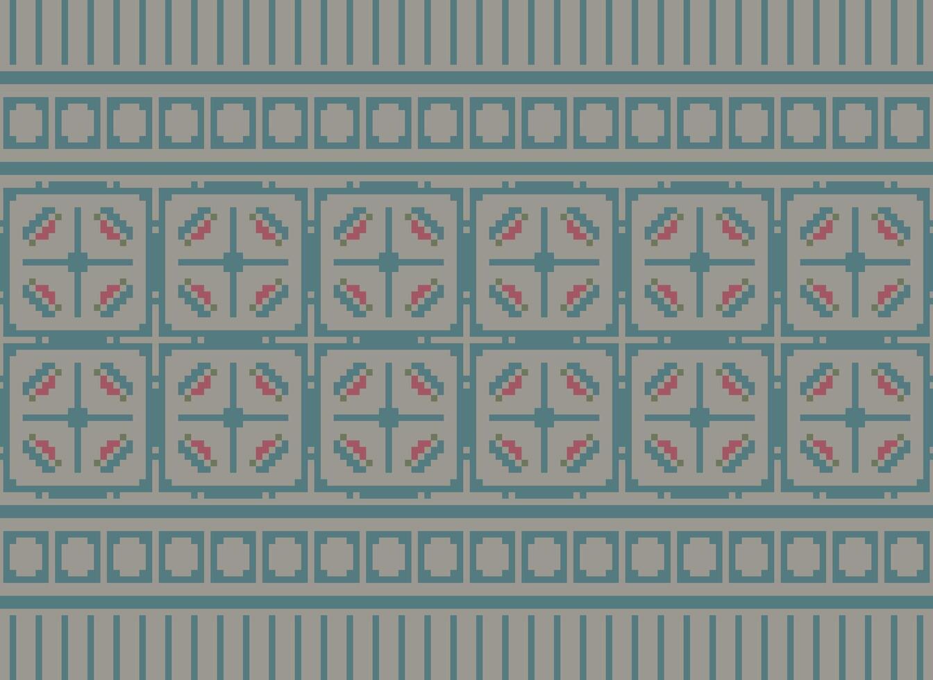 etnico geometrico senza soluzione di continuità tessuto modello attraversare cucire. ikat ricamo orientale pixel modello crema sfondo. astratto, vettore, illustrazione. struttura, croce punto, sciarpa, decorazione, motivi, carta da parati. vettore