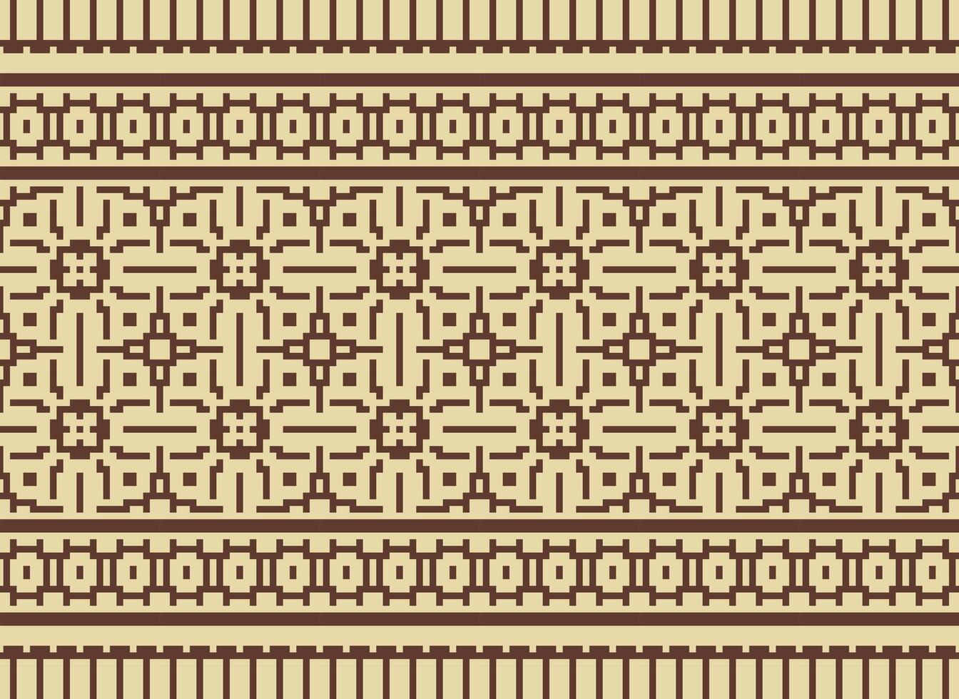 etnico geometrico senza soluzione di continuità tessuto modello attraversare cucire. ikat ricamo orientale pixel modello crema sfondo. astratto, vettore, illustrazione. struttura, croce punto, sciarpa, decorazione, motivi, carta da parati. vettore