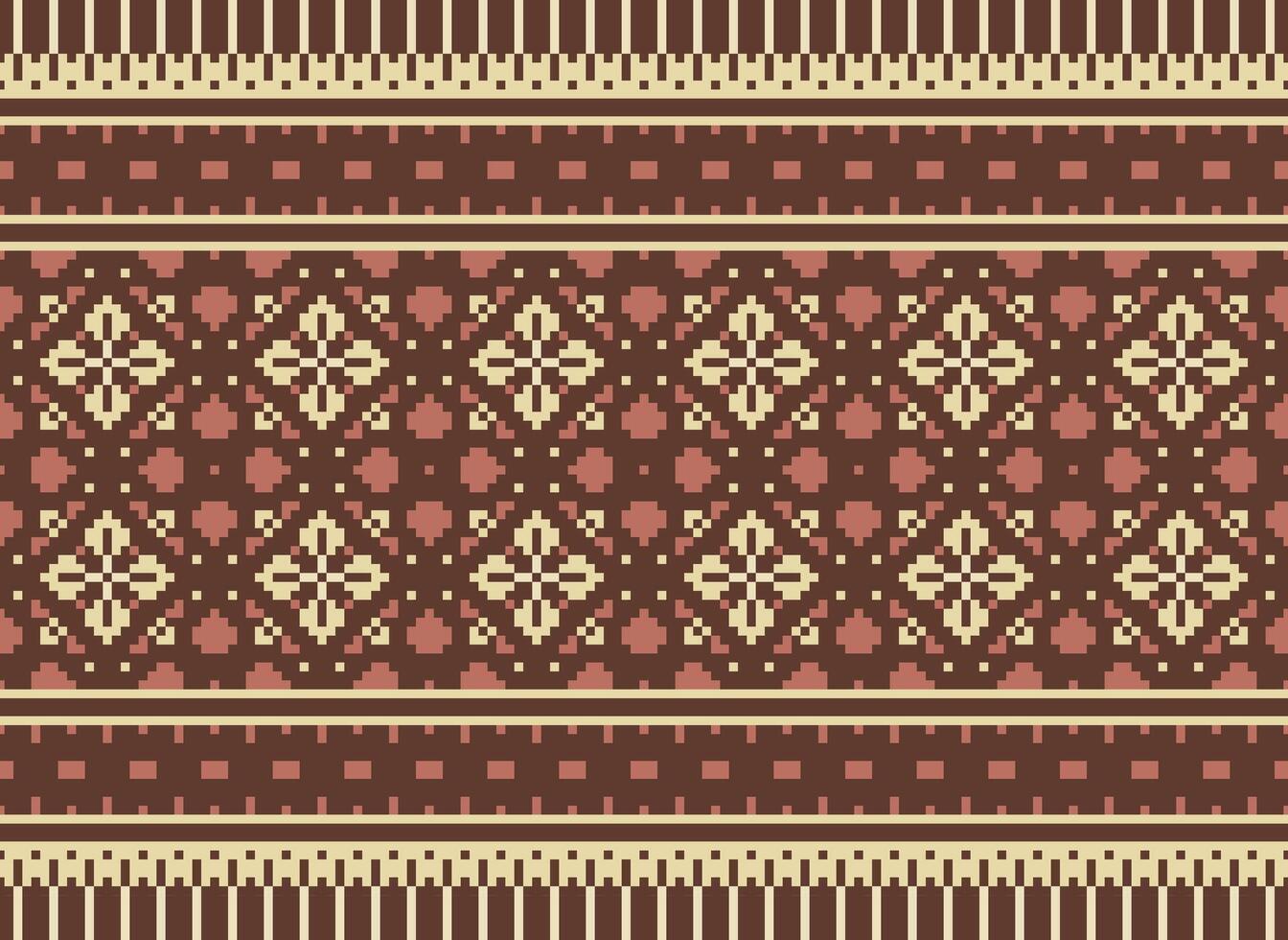 etnico geometrico senza soluzione di continuità tessuto modello attraversare cucire. ikat ricamo orientale pixel modello crema sfondo. astratto, vettore, illustrazione. struttura, croce punto, sciarpa, decorazione, motivi, carta da parati. vettore