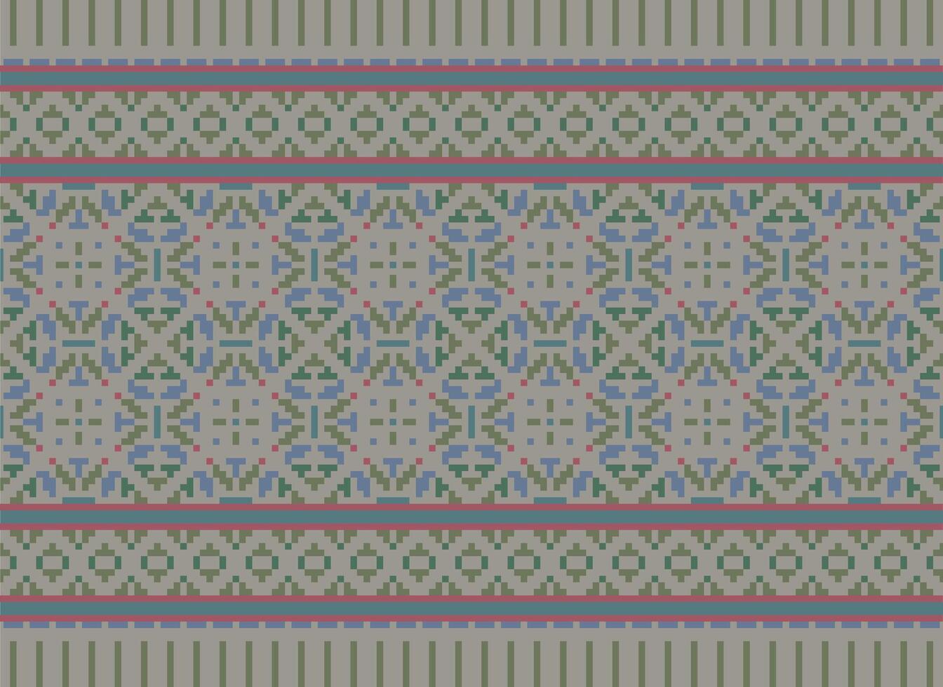 attraversare cucire. geometrico etnico modelli. design per saree, patola, sari, dupata, vyshyvanka, rushnyk, dupata, vestiario, tessuto, batik, maglieria, ricamo, ikkat, pixel modello. tradizionale design. vettore