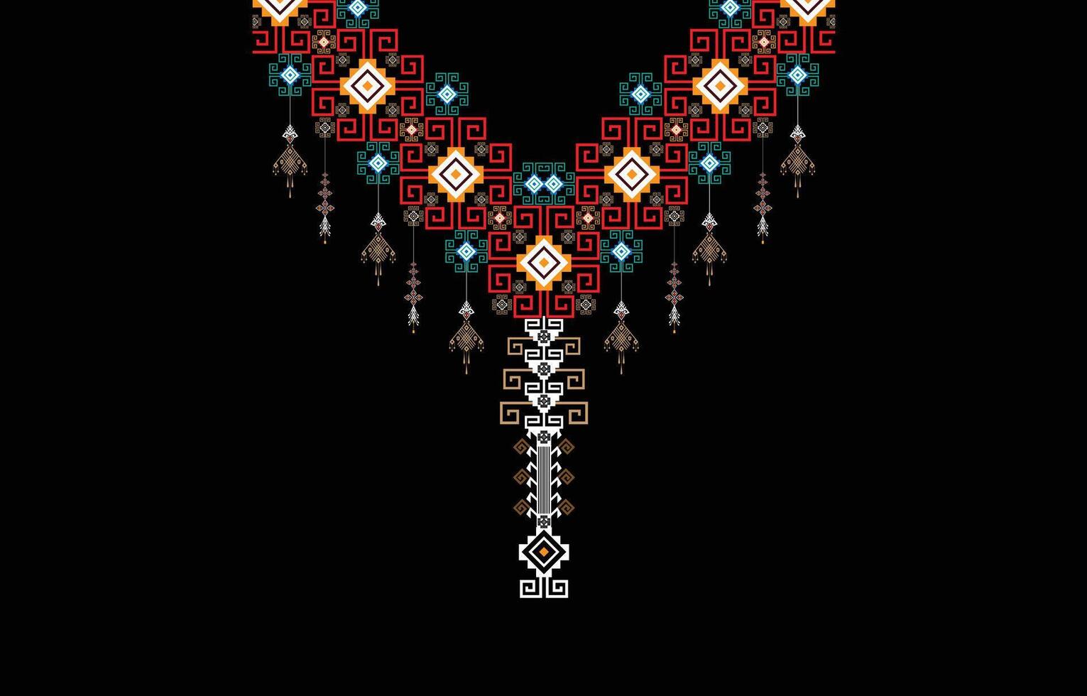 geometrico orientale modello etnico tradizionale fiore collana ricamo disegni per donne moda sfondi, sfondi, Abiti e avvolge. vettore