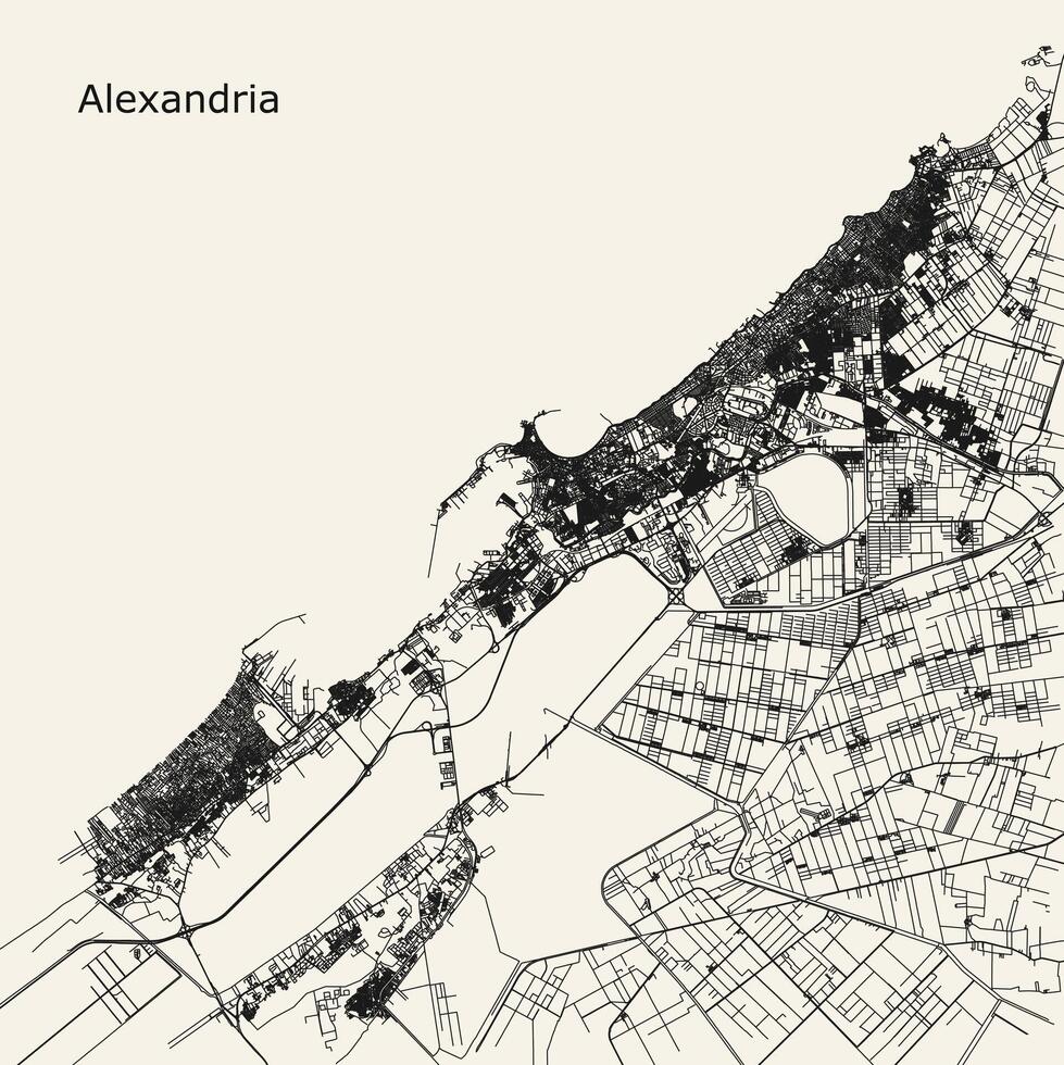 città asta carta geografica di alessandria Egitto vettore