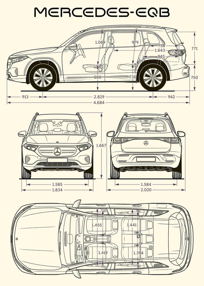 mercedes-benz eq auto planimetria vettore