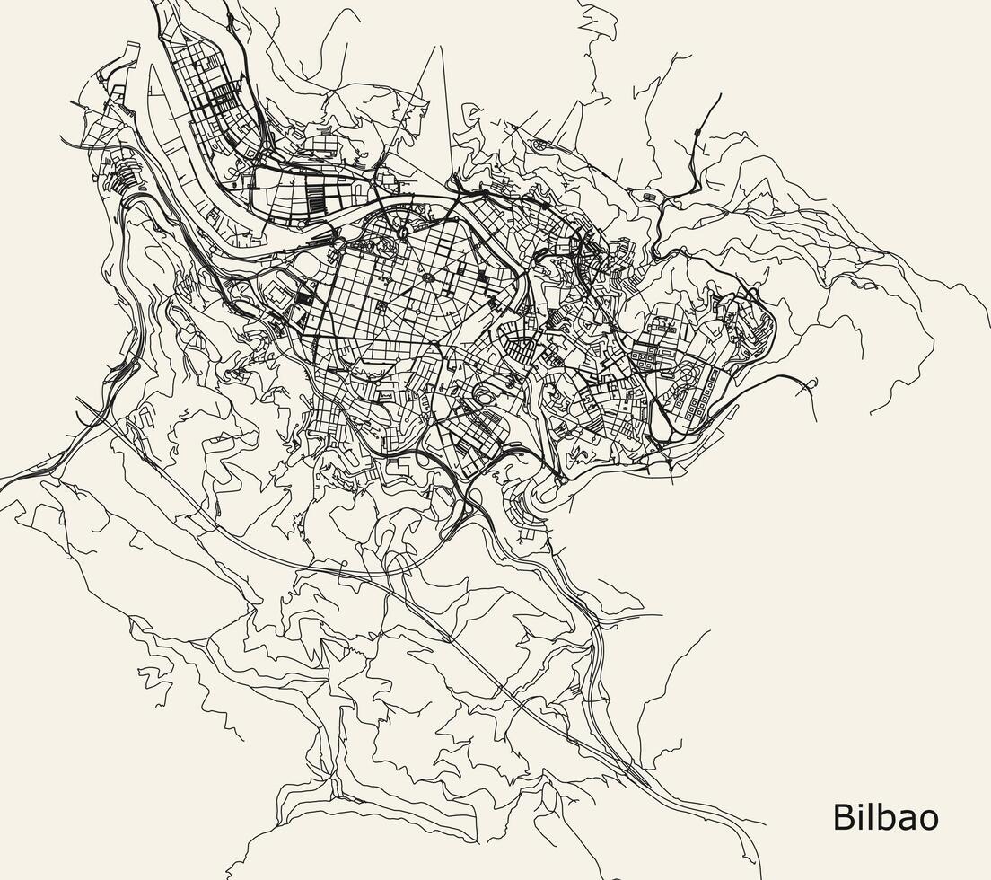 città strada carta geografica di bilbao, Spagna vettore