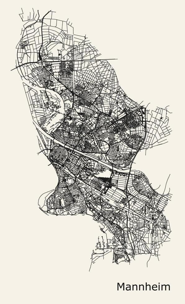 vettore città strada carta geografica di mannheim, Germania