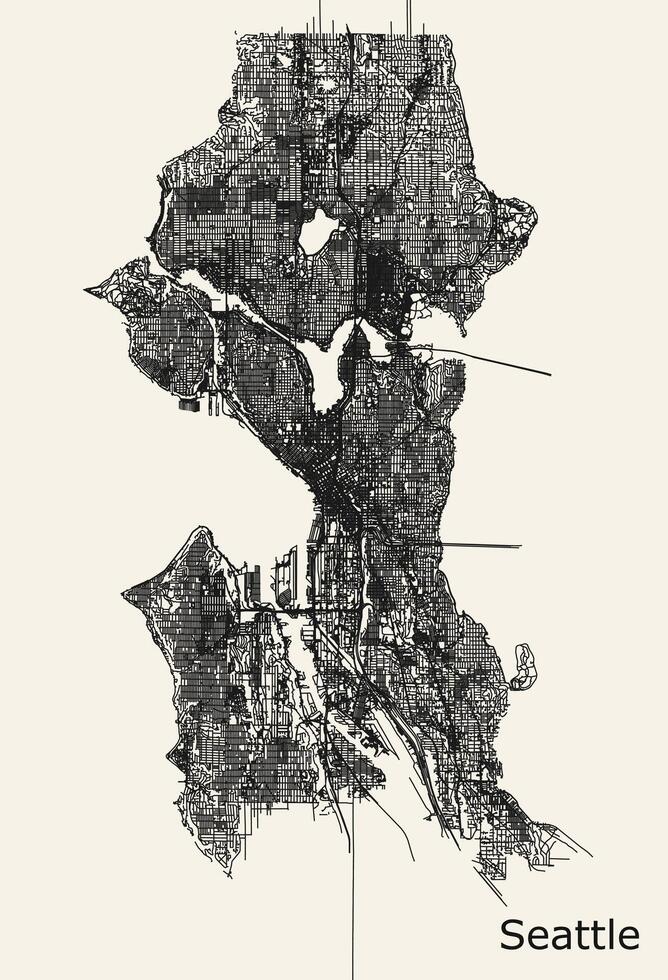 vettore città strada carta geografica di Seattle Washington Stati Uniti d'America