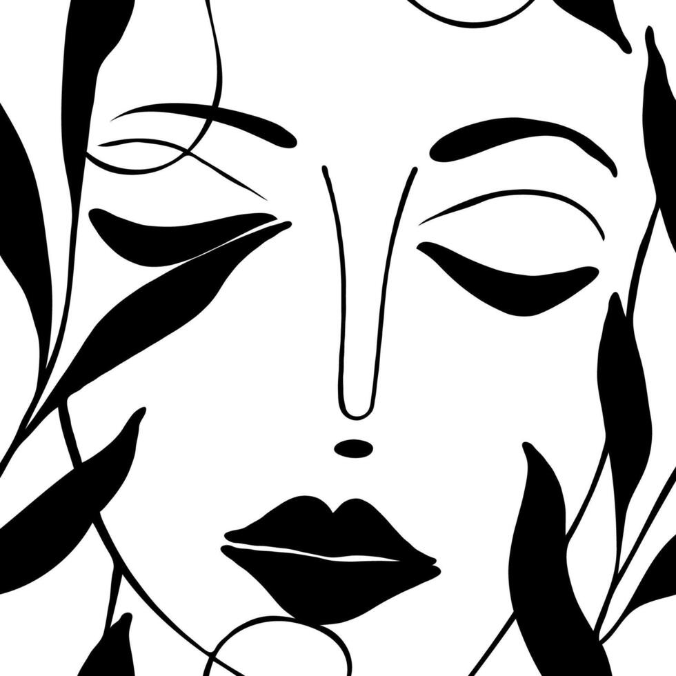 nero e bianca opera d'arte con un' femmina viso vettore