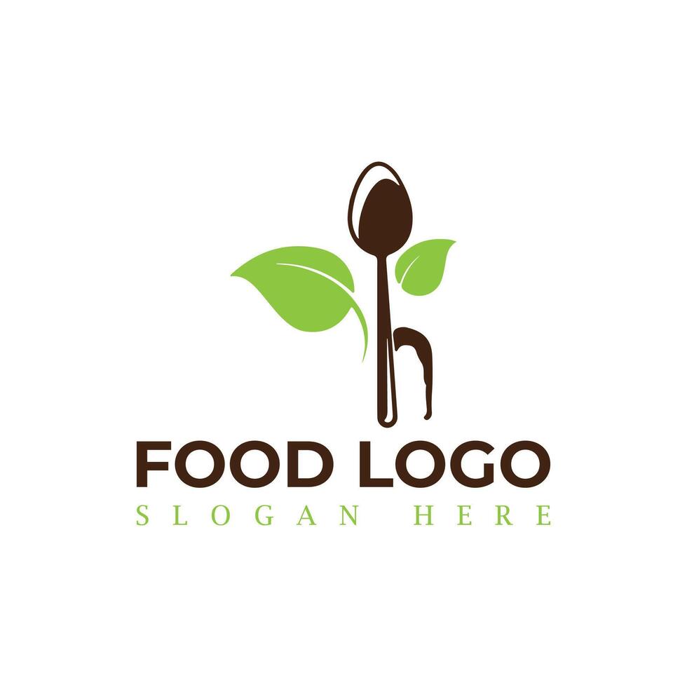 cibo logo design modello icona simbolo per bar, ristorante, cucinando attività commerciale e biologico cibo simboli con frutta e verdure. vettore