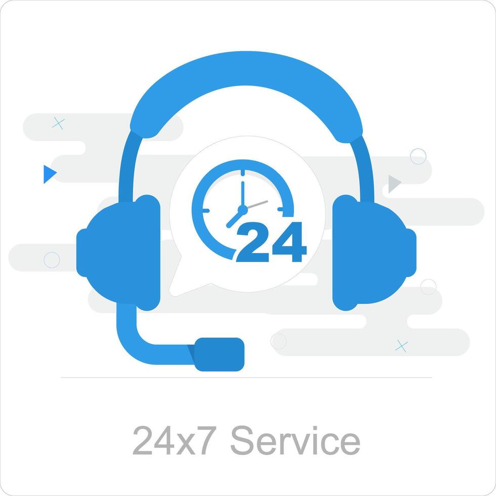 24x7 servizio e servizio icona concetto vettore