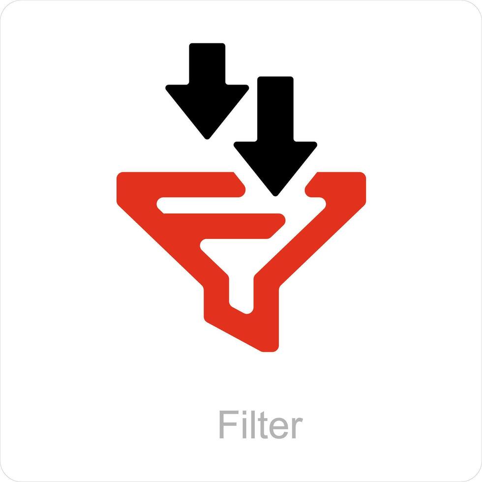 filtro e imbuto icona concetto vettore