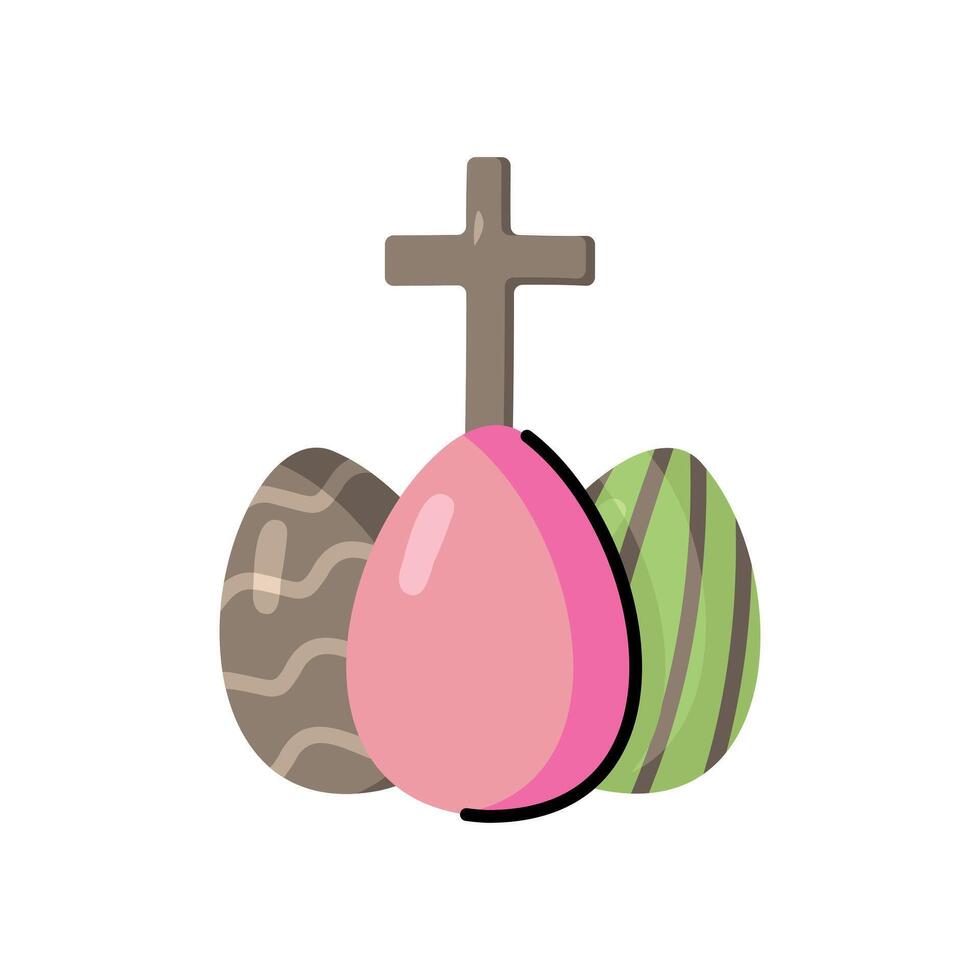 albero Pasqua uova con cristiano attraversare nel scarabocchio stile vettore