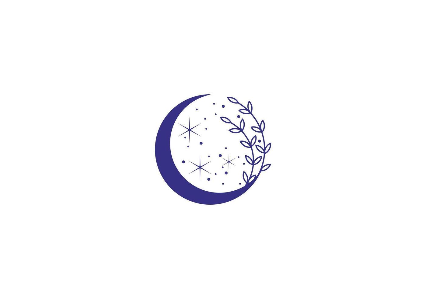 logo floreale e stelle, logo astrologia e foglia, elegante, moderno e minimalista, modificabile colore vettore