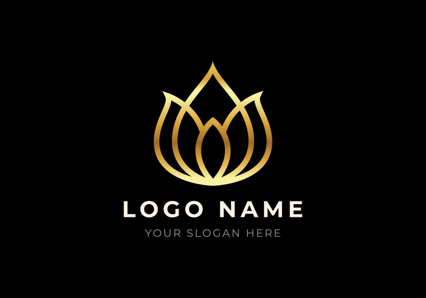 logo linea loto moderno e minimalista logo design. lusso, oro, elegante concetto. modificabile colore vettore