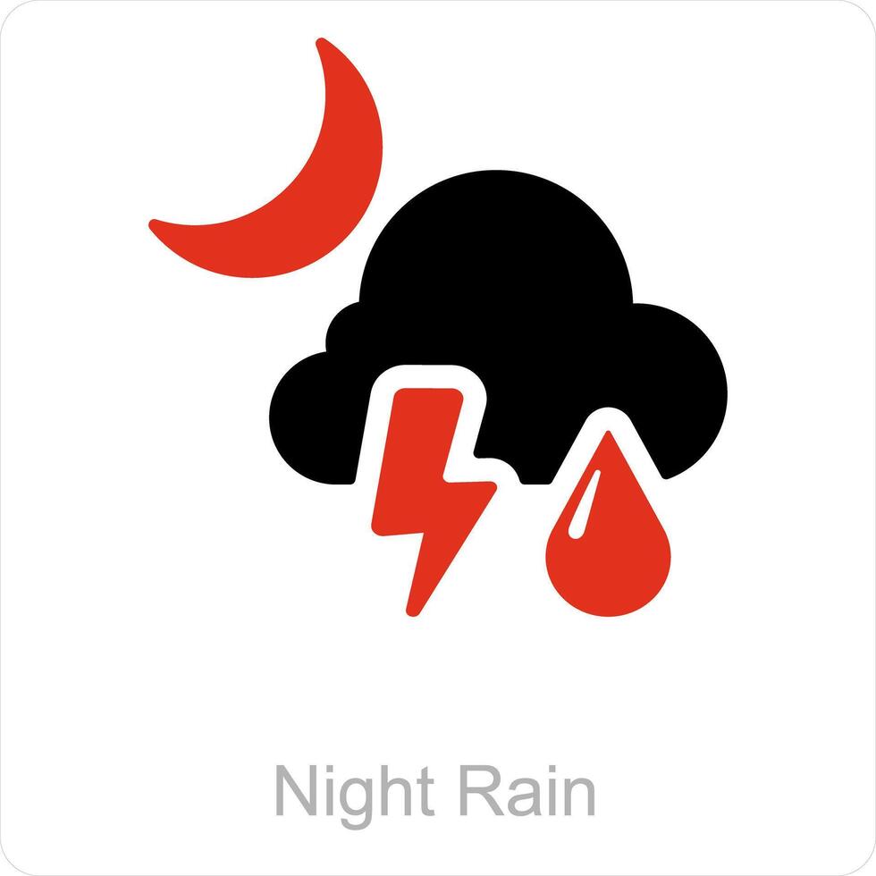 notte pioggia e tempo metereologico icona concetto vettore