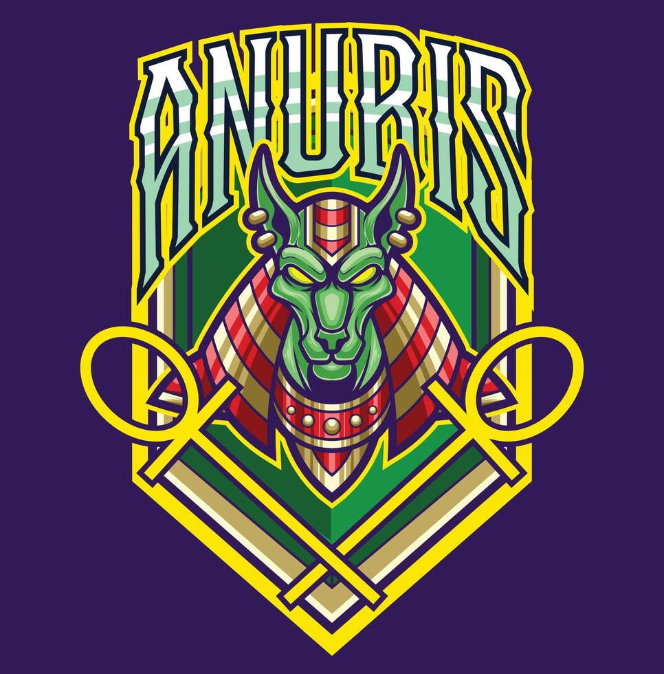 vettore anubis egiziano Dio portafortuna logo modello