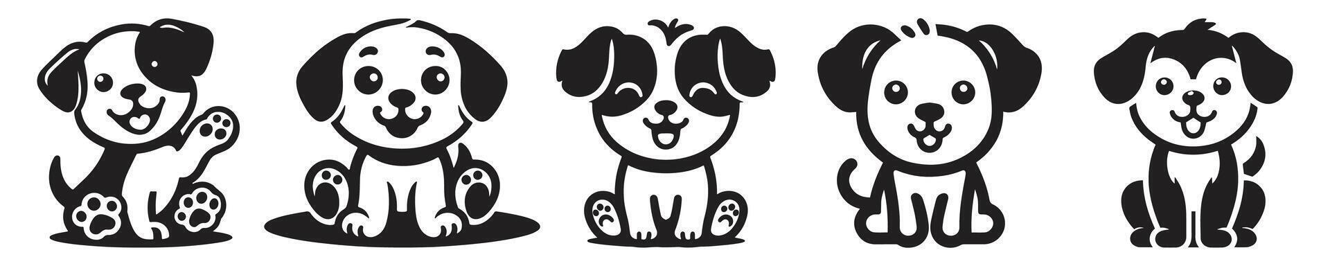 carino cucciolo vettore silhouette. vettore silhouette di cane impostato su bianca sfondo.