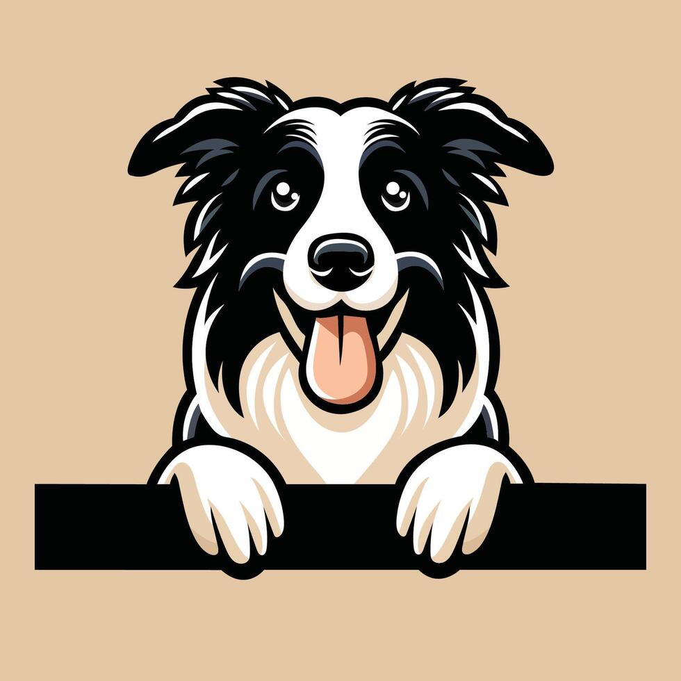 ai generato confine collie sbirciando viso illustrazione vettore