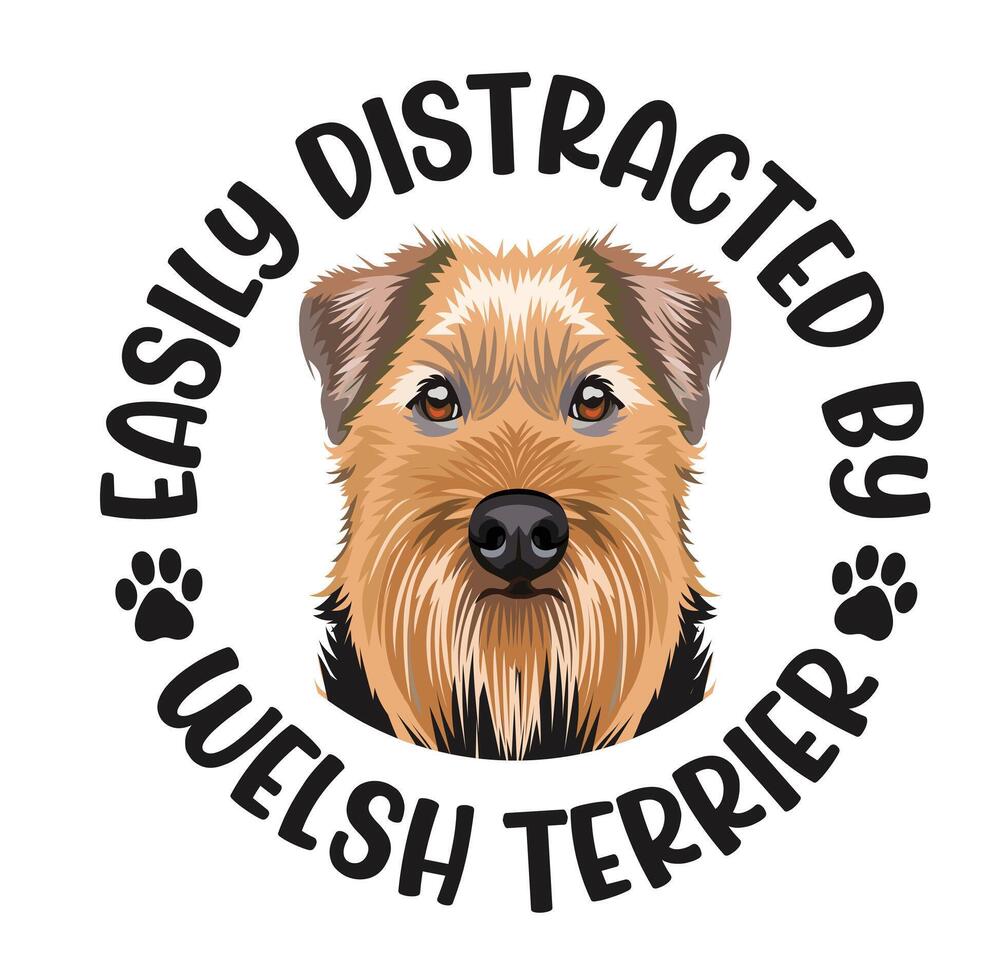 facilmente distratto di gallese terrier cane maglietta design professionista vettore