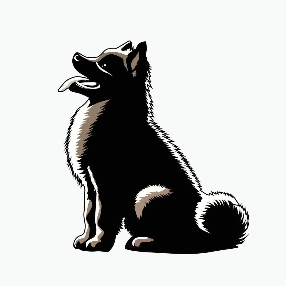 ai generato schipperke seduta e guardare su illustrazione vettore