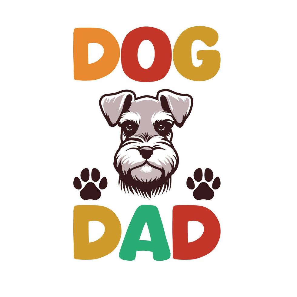 miniatura schnauzer cane papà tipografia t camicia design illustrazione professionista vettore