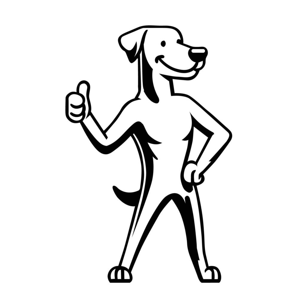 ai generato dobermann cane contento pollici su illustrazione vettore