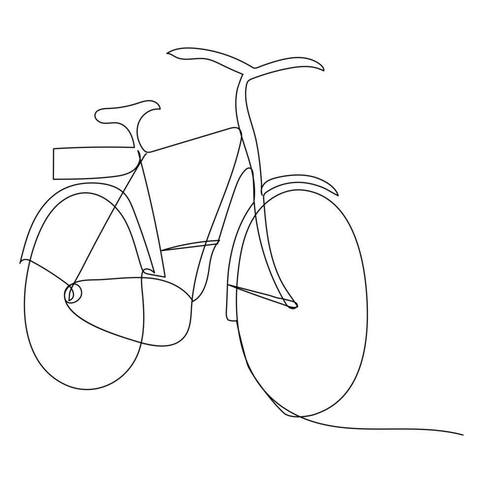 continuo singolo vettore linea arte disegno e uno linea illustrazione di bicicletta