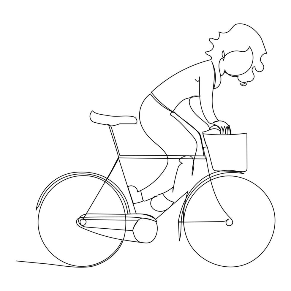 continuo singolo vettore linea arte disegno e uno linea illustrazione di bicicletta