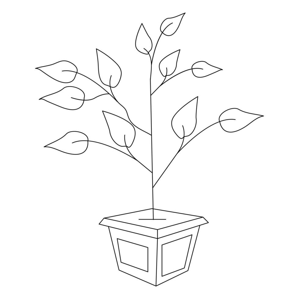 continuo uno linea disegno albero pianta crescita progresso singolo linea vettore arte illustrazione