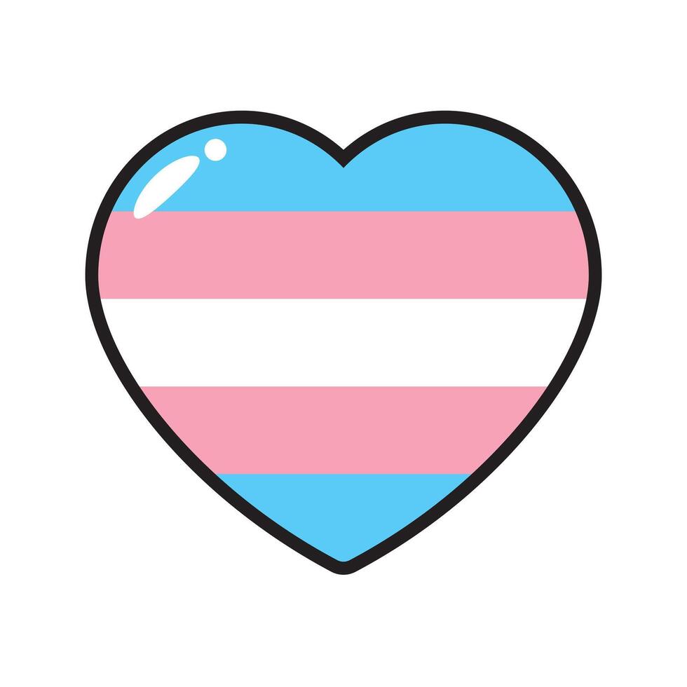 blu, rosa e bianca colorato cuore icona, come il colori di il transgender bandiera. piatto vettore illustrazione.