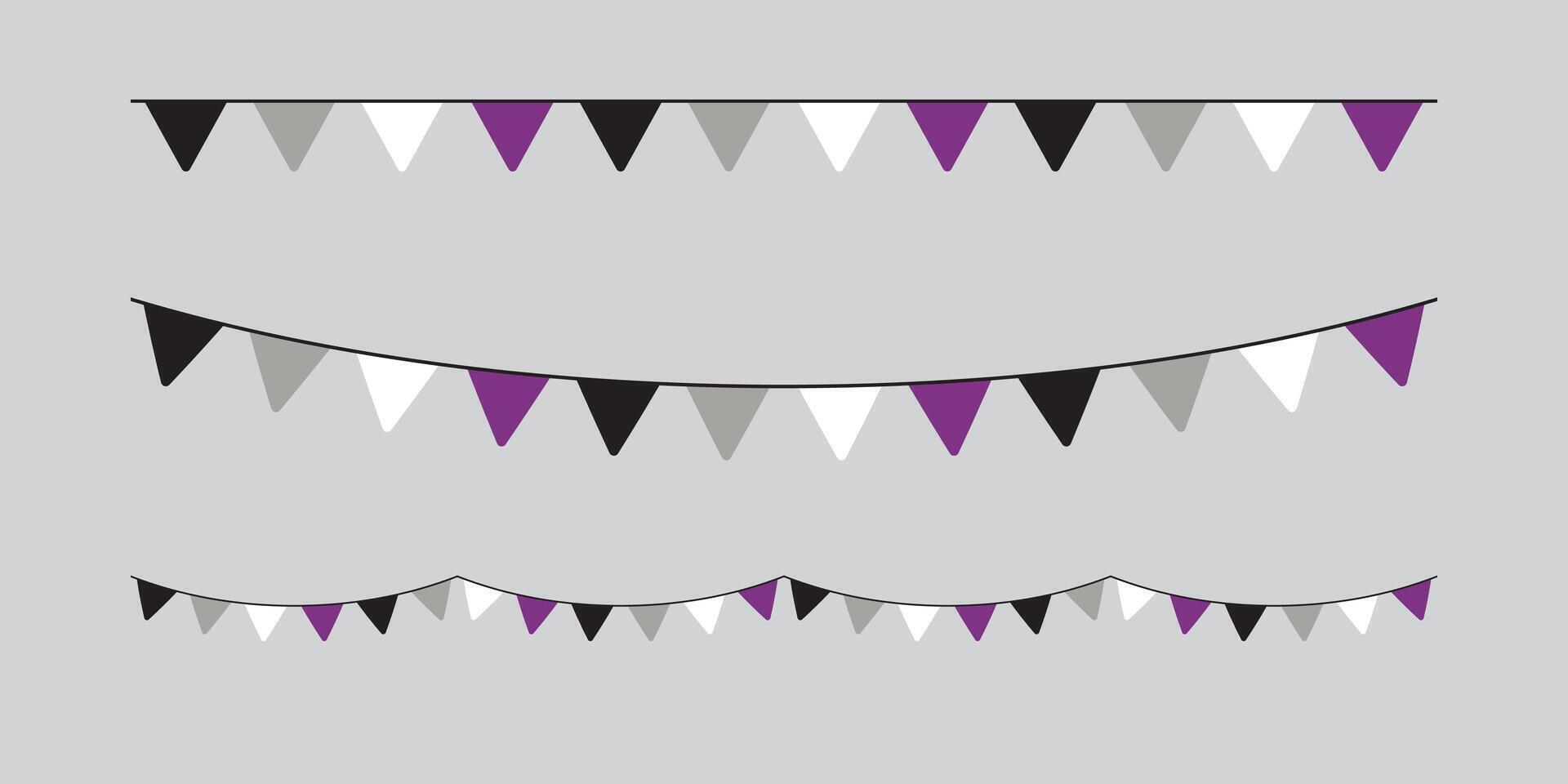 Nero, grigio, bianca e viola colorato festa pavese, come il colori di il asessuale bandiera. lgbtqi concetto. piatto design illustrazione. vettore
