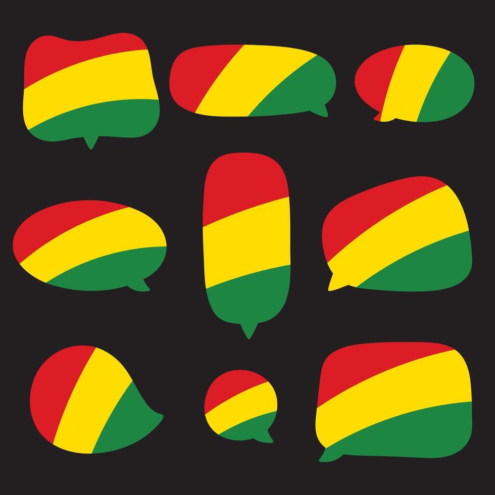 rosso, giallo e verde colorato discorso bolla forma icone come il colori di il nero storia mese bandiera. piatto vettore illustrazione.