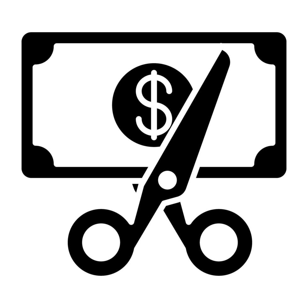 un' glifo disegno, icona di tagliare prezzo vettore