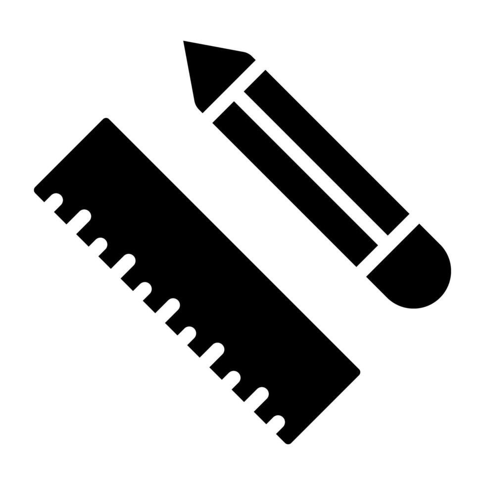 matita con scala, geometria utensili icona vettore
