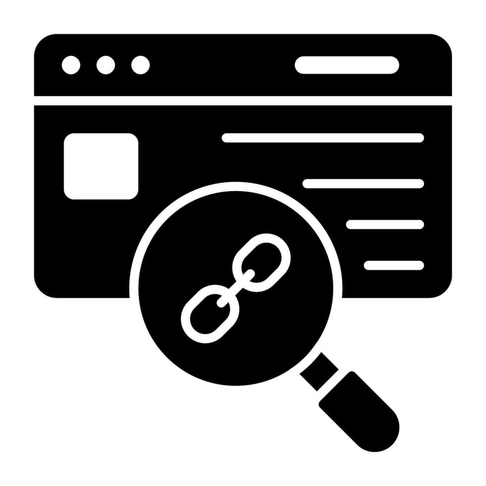 un' glifo disegno, icona di ricerca connesso vettore