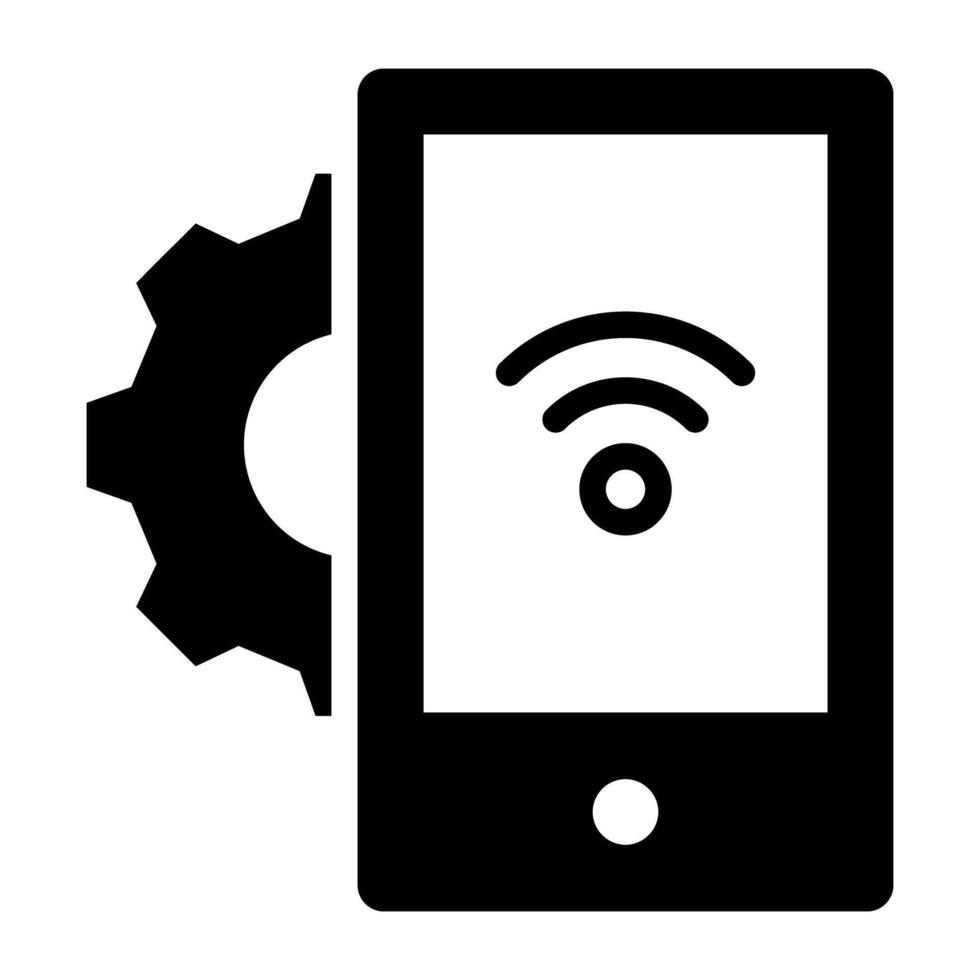 un' solido disegno, icona di mobile Internet vettore