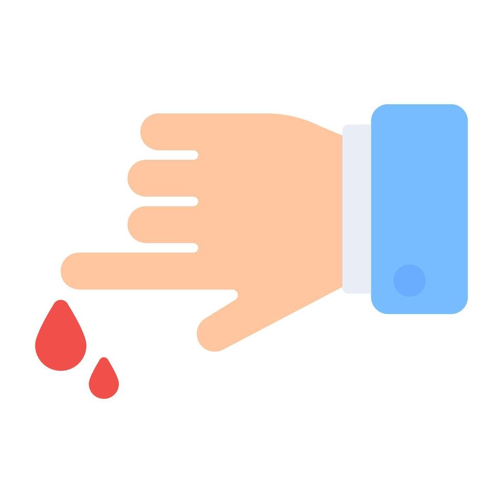 sangue gocce con mano in mostra dito tagliare icona vettore