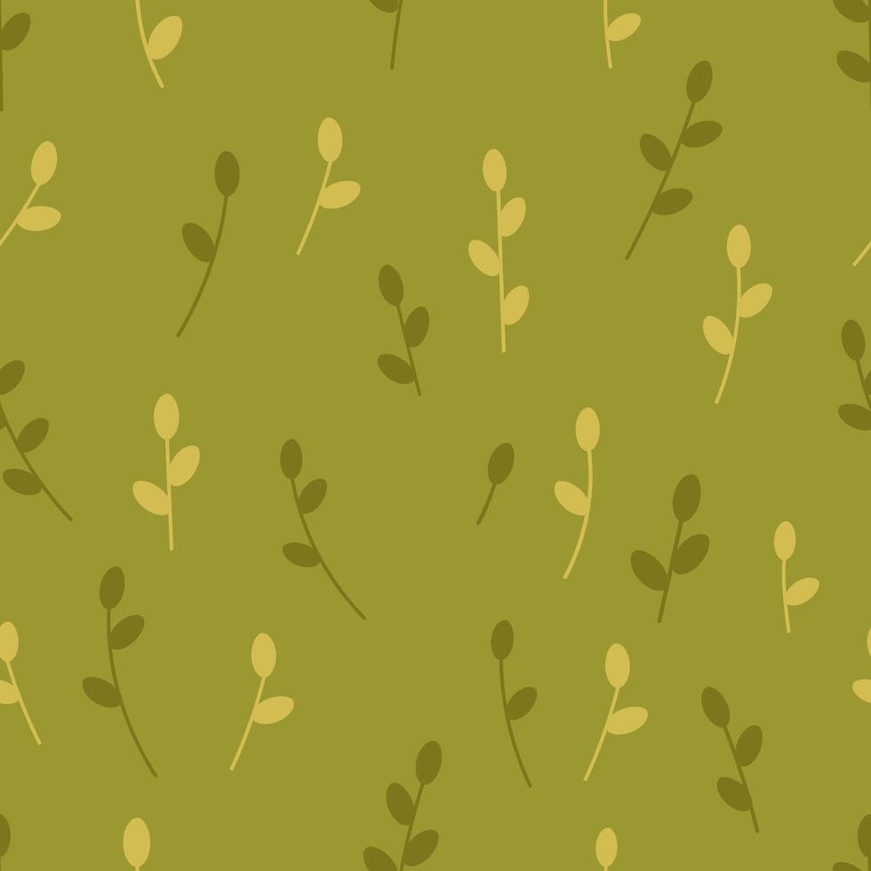 astratto senza soluzione di continuità modello di verde campo con fogliame. prato erba su un' verde sfondo, botanico sfondo. vettore illustrazione di carino prato, estate erba.