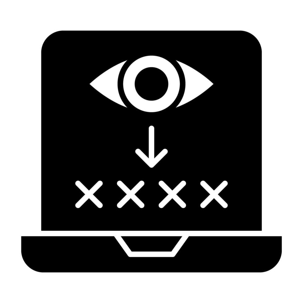 codice di accesso dentro il computer portatile con occhio, icona di parola d'ordine monitoraggio vettore