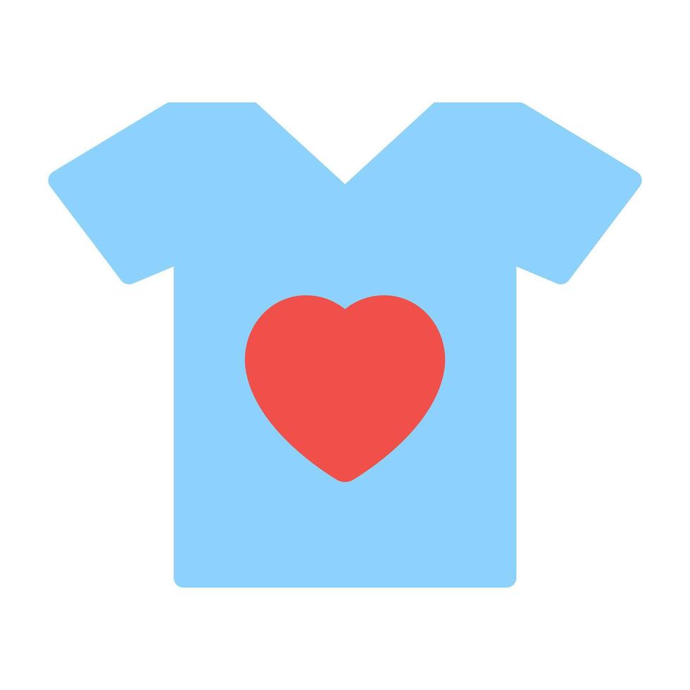 cuore su tee camicia, piatto design di San Valentino camicia icona vettore