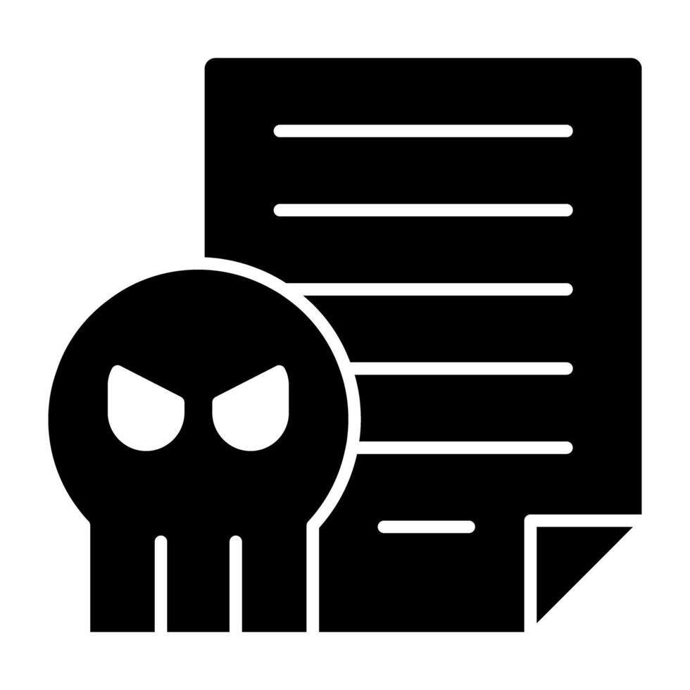 cranio con carta, solido design di file pirateria vettore