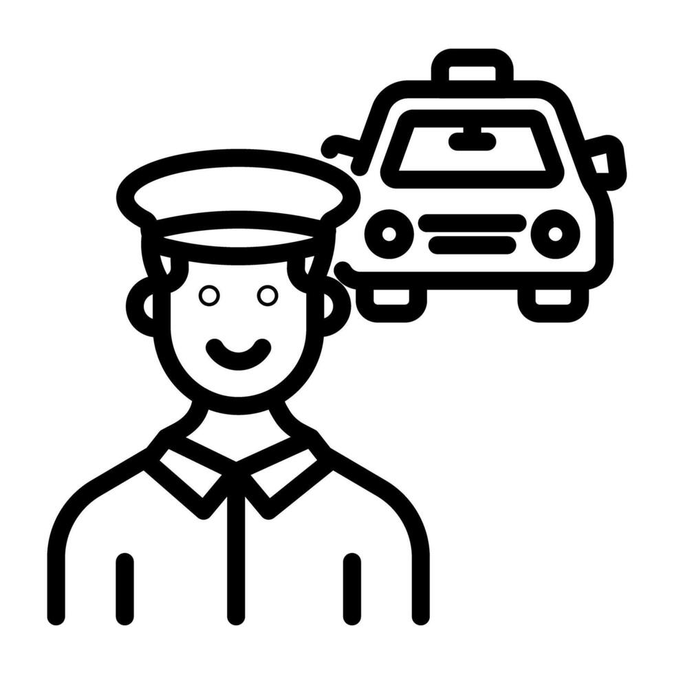 avatar con veicolo mostrando Taxi autista concetto ic0n vettore