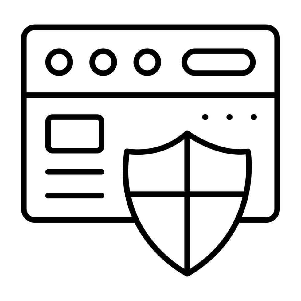 scudo su ragnatela pagina denotando concetto di sicuro sito web vettore